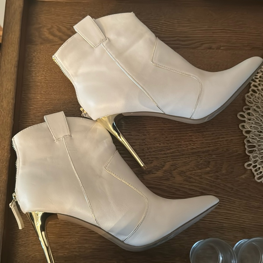Cream and gold boots
